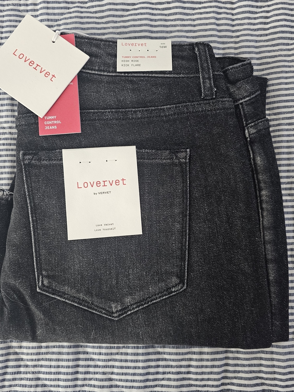 Lovervet High-Rise Black Kick Flare Jeans — Tummy Control